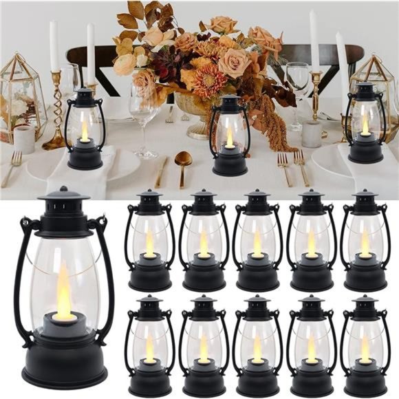 Decorative Candle Lanterns for Indoors, 12Pcs Mini Lantern with Flicker Candles - Picture 1 of 6